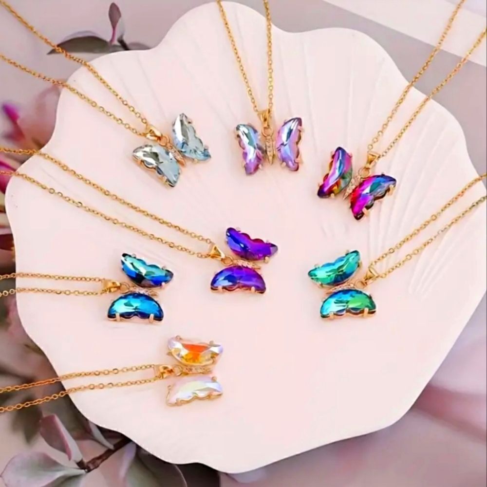 Fashion Style Gradient Butterfly Pendant Necklace for Women ( 1 Pc )